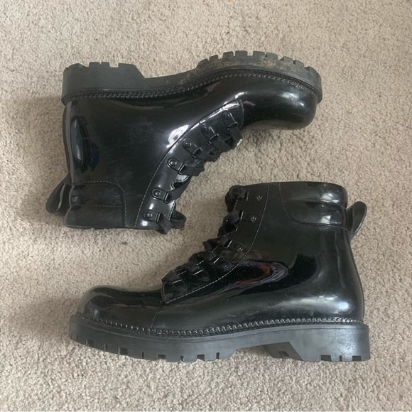 Sam Edelman Circus Shiny Patent Leather Lace Up Chunky Combat Boots - Picture 13 of 13